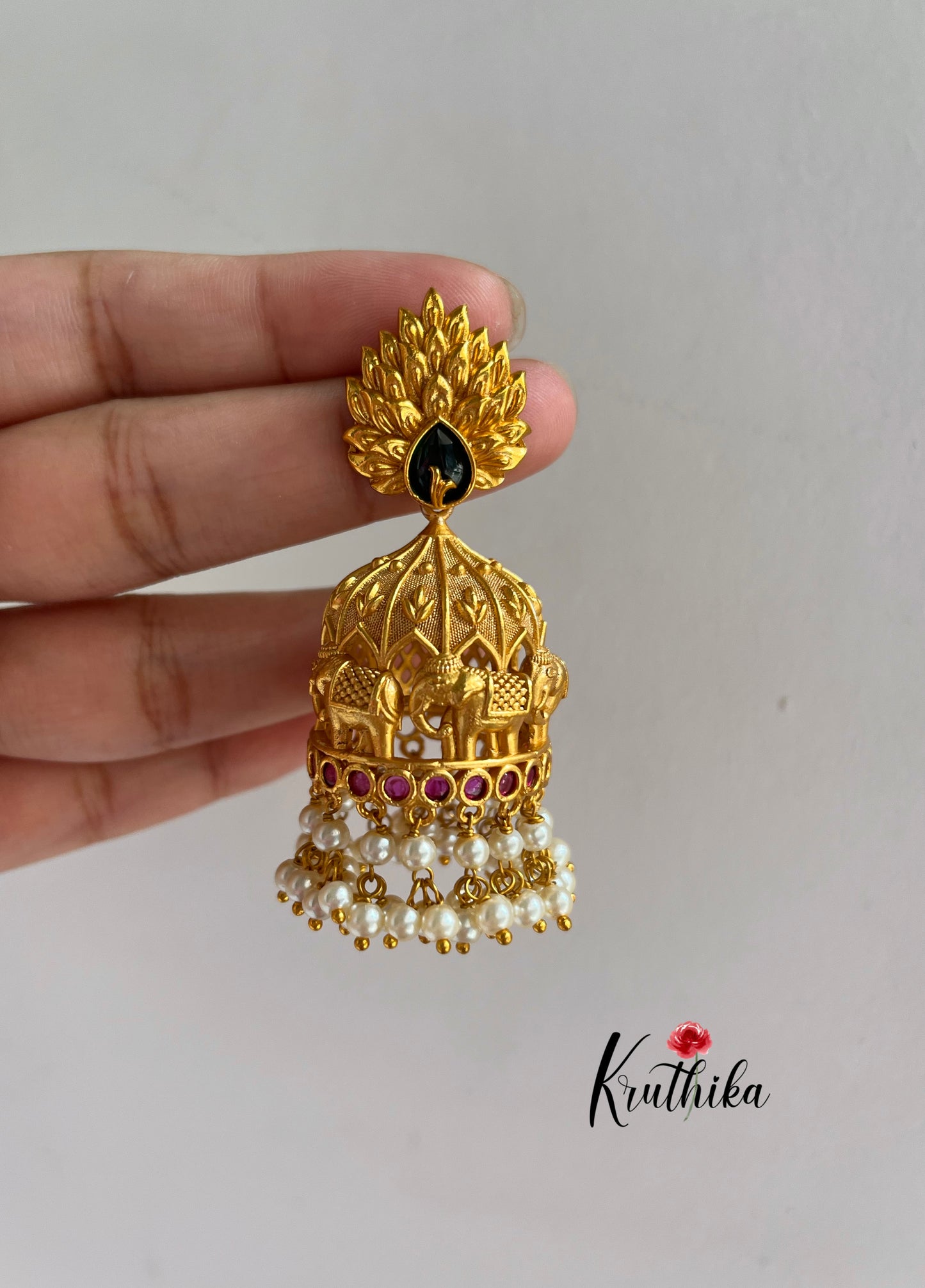 Elephant pattern jhumkas E191