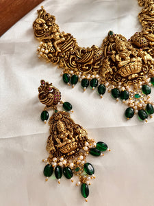 Premium Lakshmi Peacock Nagas green beads necklace NC1071