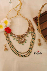 Victorian Lakshmi Beads Necklace with Peacock Haaram BS007