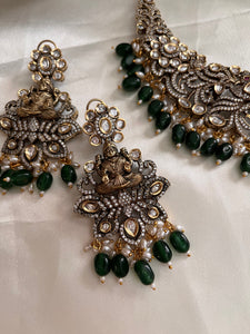 Victorian Lakshmi green beads necklace NC1007