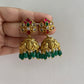 Jadau Green bead drops jhumkas E253