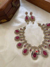 Gold finish CZ droplet necklace NC891