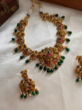 Jadau peacock green beads necklace NC1032