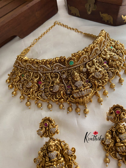 Premium polish Lakshmi Devi Nagas choker NC883 (Available in 2 Colours)