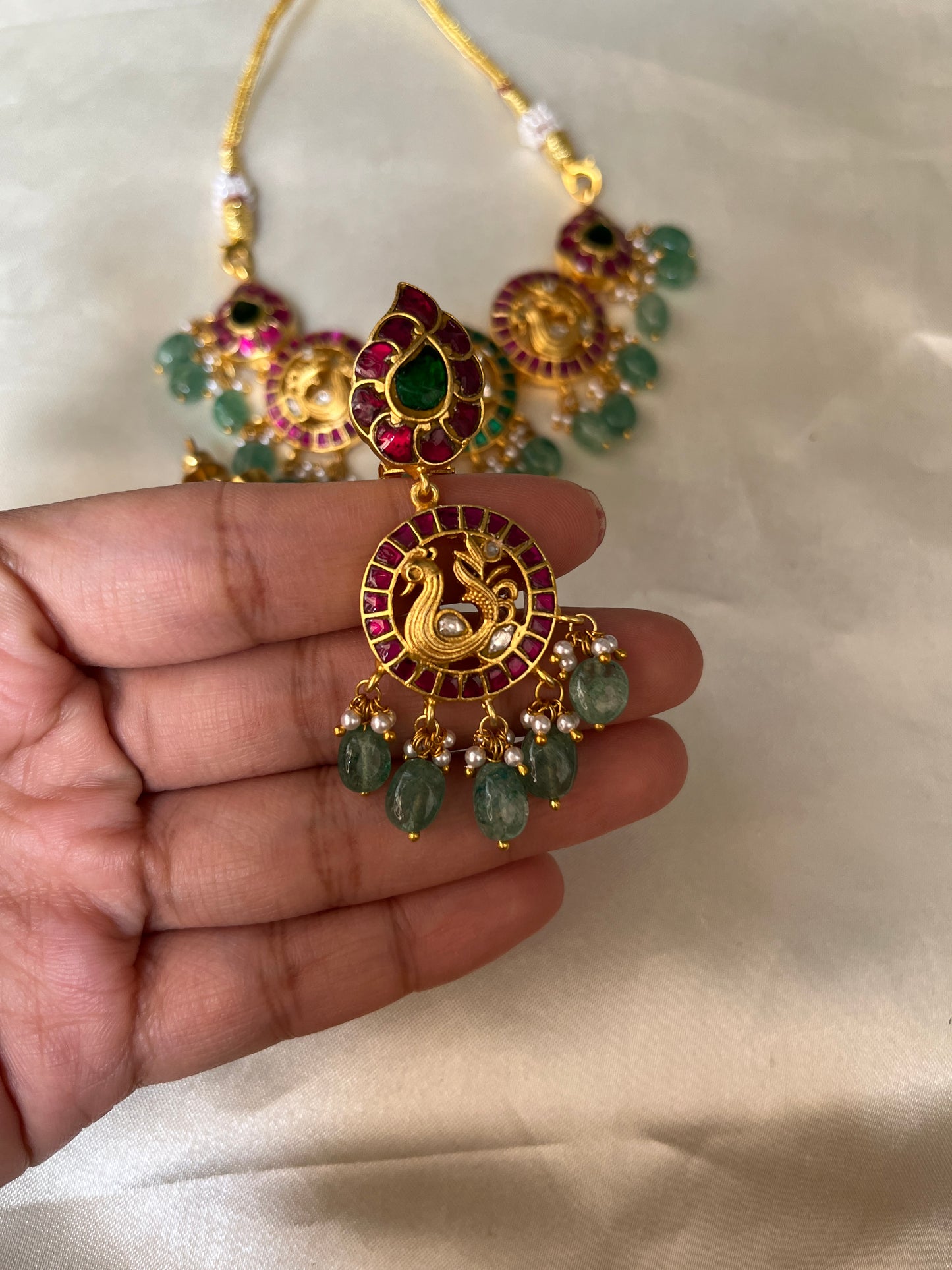 Jadau peacock pendants choker- ( Pre order)