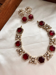 Victorian hexagon pendants necklace NC1073