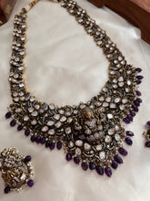 Premium Kundan Victorian Lakshmi purple beads haaram LH495