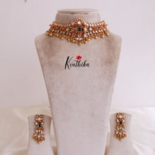 Beautiful AD chocker with Coral Beads and Golden drops NC1818