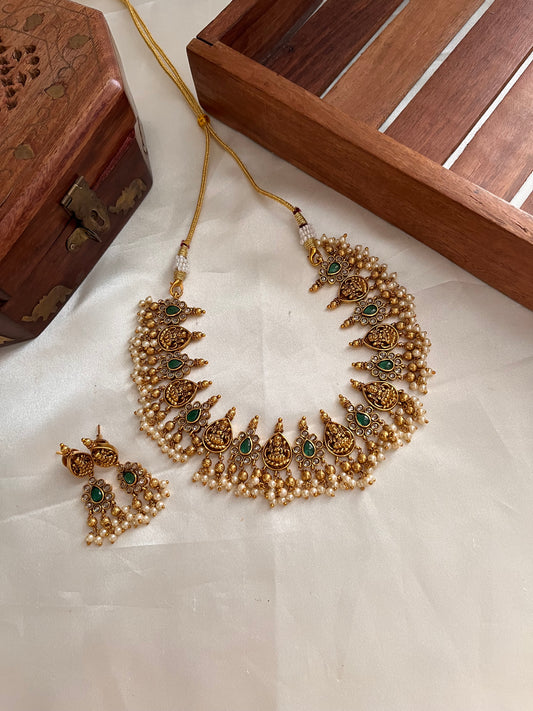 Emerald Lakshmi guttapoosalu necklace NC1046