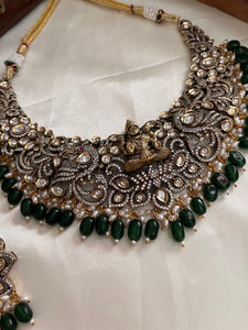Victorian Lakshmi green beads necklace NC1007
