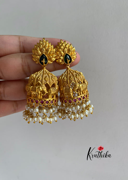 Elephant pattern jhumkas E191