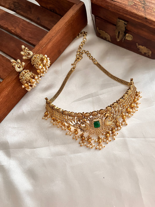 AD peacock guttapoosalu choker NC1115