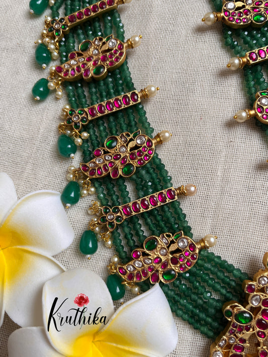 Premium Jadau multi layer green beads Haaram LH545-Pre Booking 15 days