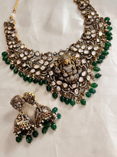 Victorian Lakshmi necklace green beads NC1057