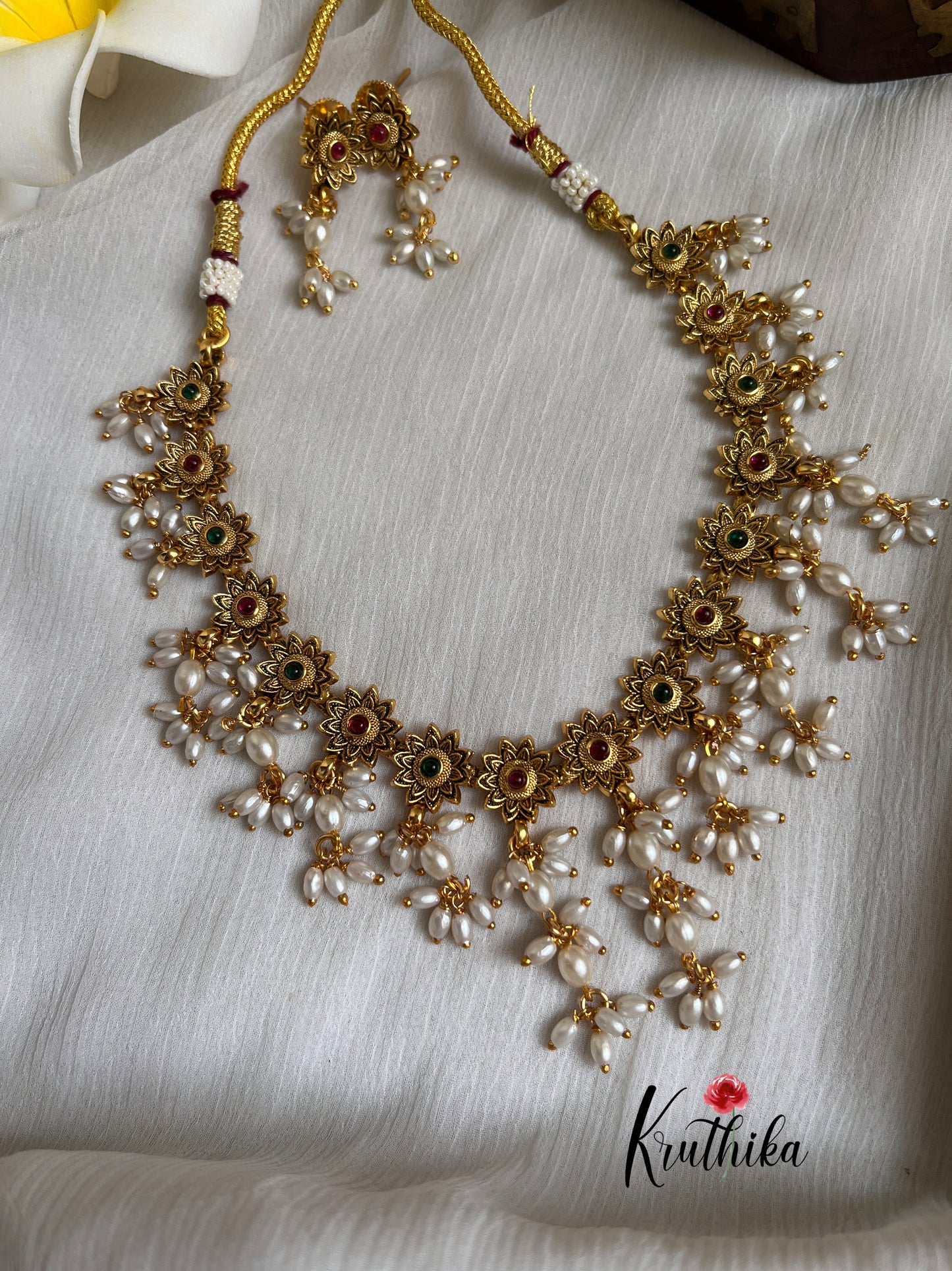 Antique Necklace with Rice Pearls NC1045