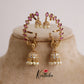 Simple trendy Ruby peacock AD Earcuff Jhumkas E487 (Available in 2 Colours)