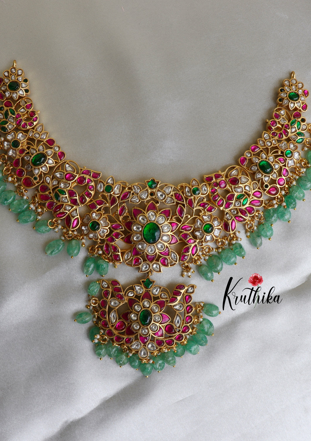 Premium Jadau peacock bridal necklace NC1178