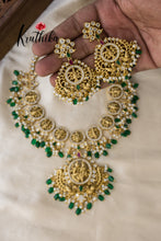 Dasavatharam green bead drops necklace NC894