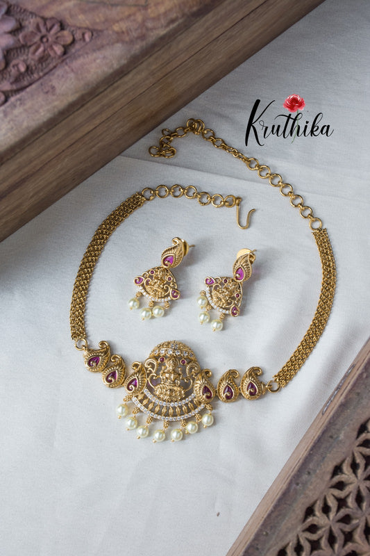 Simple CZ Lakshmi Choker NC931