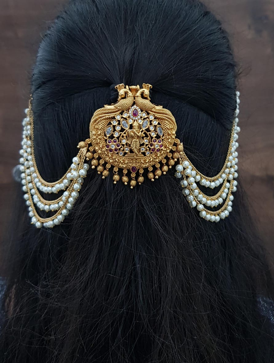 Krishna Jada billa with pearl chains J43