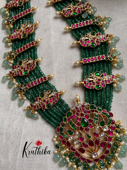 Premium Jadau multi layer green beads Haaram LH546-Pre booking 15 days