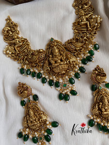 Premium Lakshmi Peacock Nagas green beads necklace NC1071