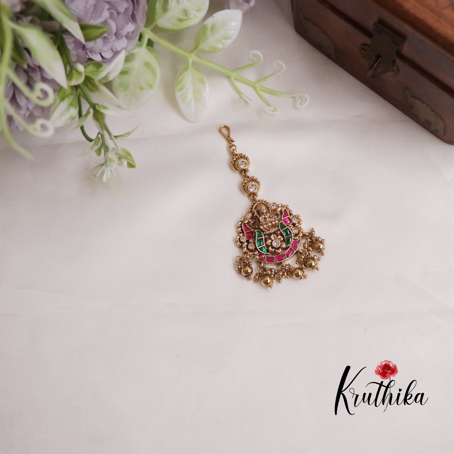 Premium Temple Lakshmi Jadau Maang Tikka MT250 (Available in 3 Colours)