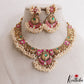 Classic Antique Peacock Mango Motifs Jadau Necklace With Pearl Drops NC3135