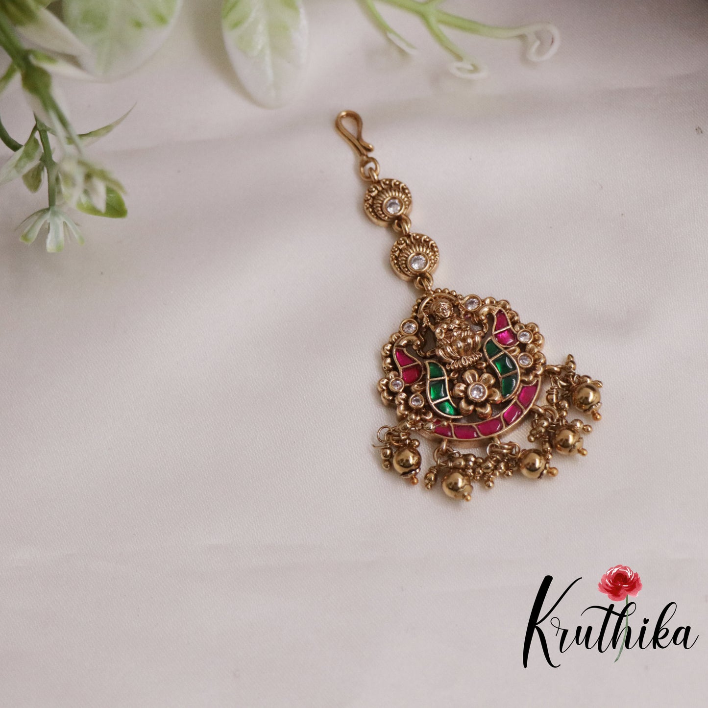 Premium Temple Lakshmi Jadau Maang Tikka MT250 (Available in 3 Colours)