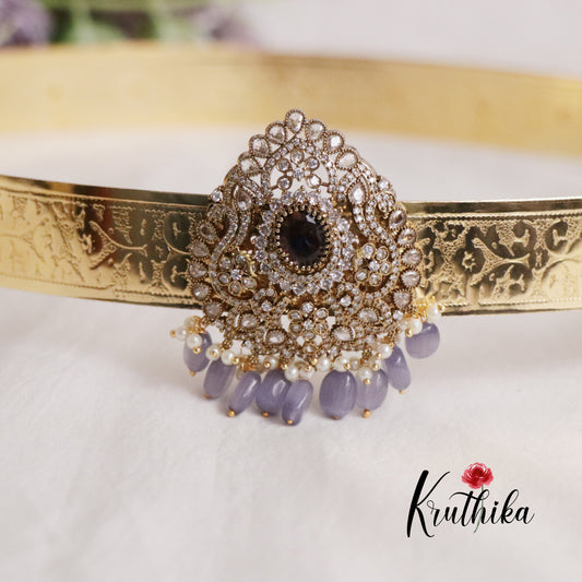 Premium AD Sparkling bead Drops victorian pendant Vaddanam V263 (Available in 5 Colours)