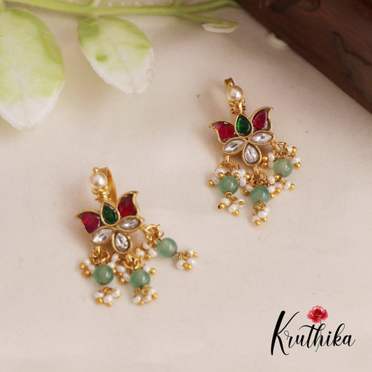 Beautiful Jadau Lotus Earcuffs | Upper Earrings | Bugadi Earrings E816