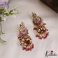 Gorgeous AD Floral Jhumka Earrings With Pearl And Beads Drops E877 (Available In 4 Colors)