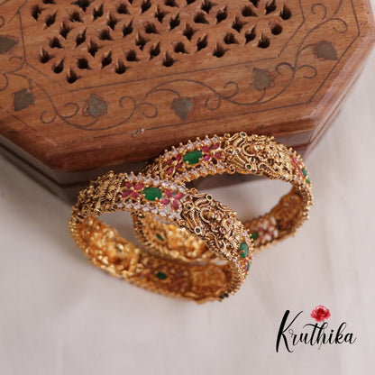 Gorgeous Temple Lakshmi Multi Stone Bangles B230
