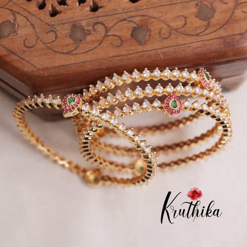 Trendy Gold Finish Multi Stone Bangles B205