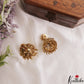 Pretty Antique Floral Lakshmi Motifs Jhumkas With Golden Bead Drops E1180