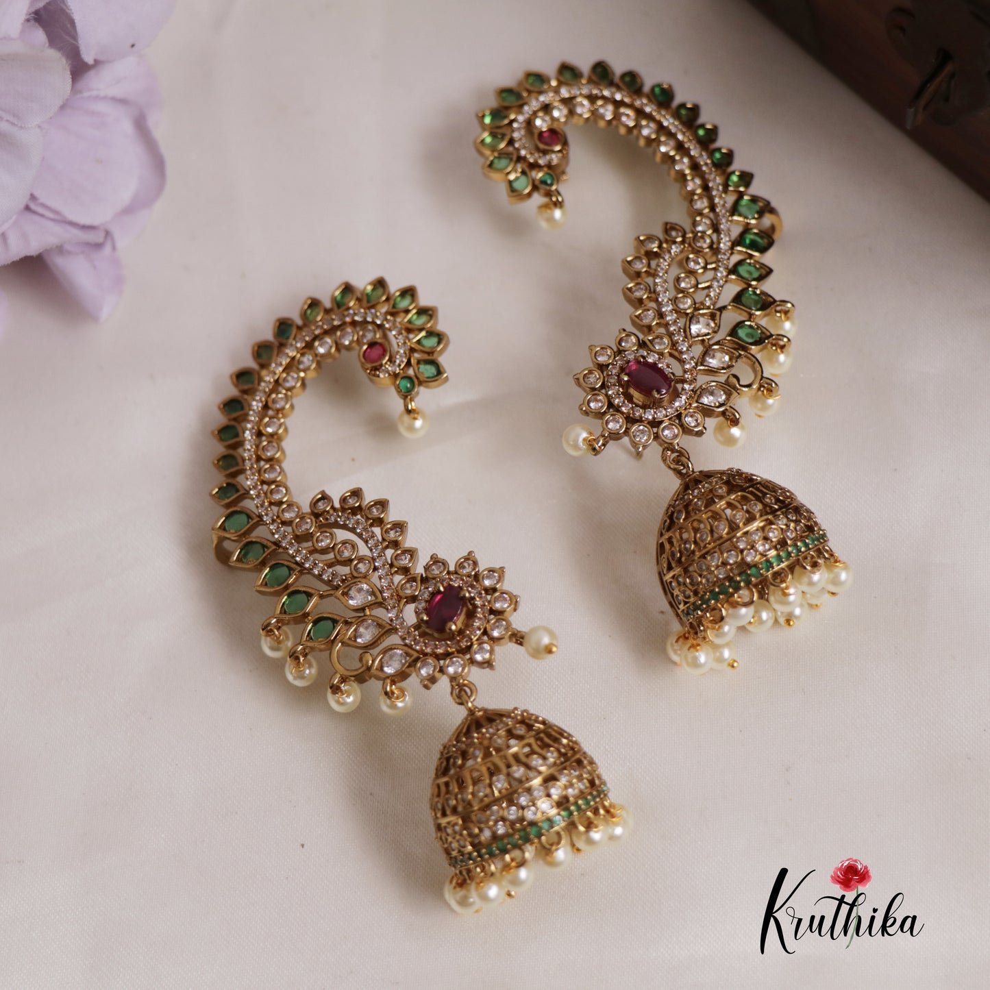 Stunning AD Earcuff with Jhumkas NC25022 (Available In 2 Colours)