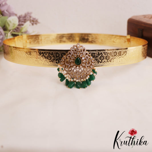 Sparkling AD Floral Teardrop Motifs Hip Belt With Bead Drops V345 (Available In 3 Colors)