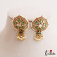 Elegant Pearl Border Floral Stud Earrings With Pearl Drops E1110 (Available In 5 Colors)