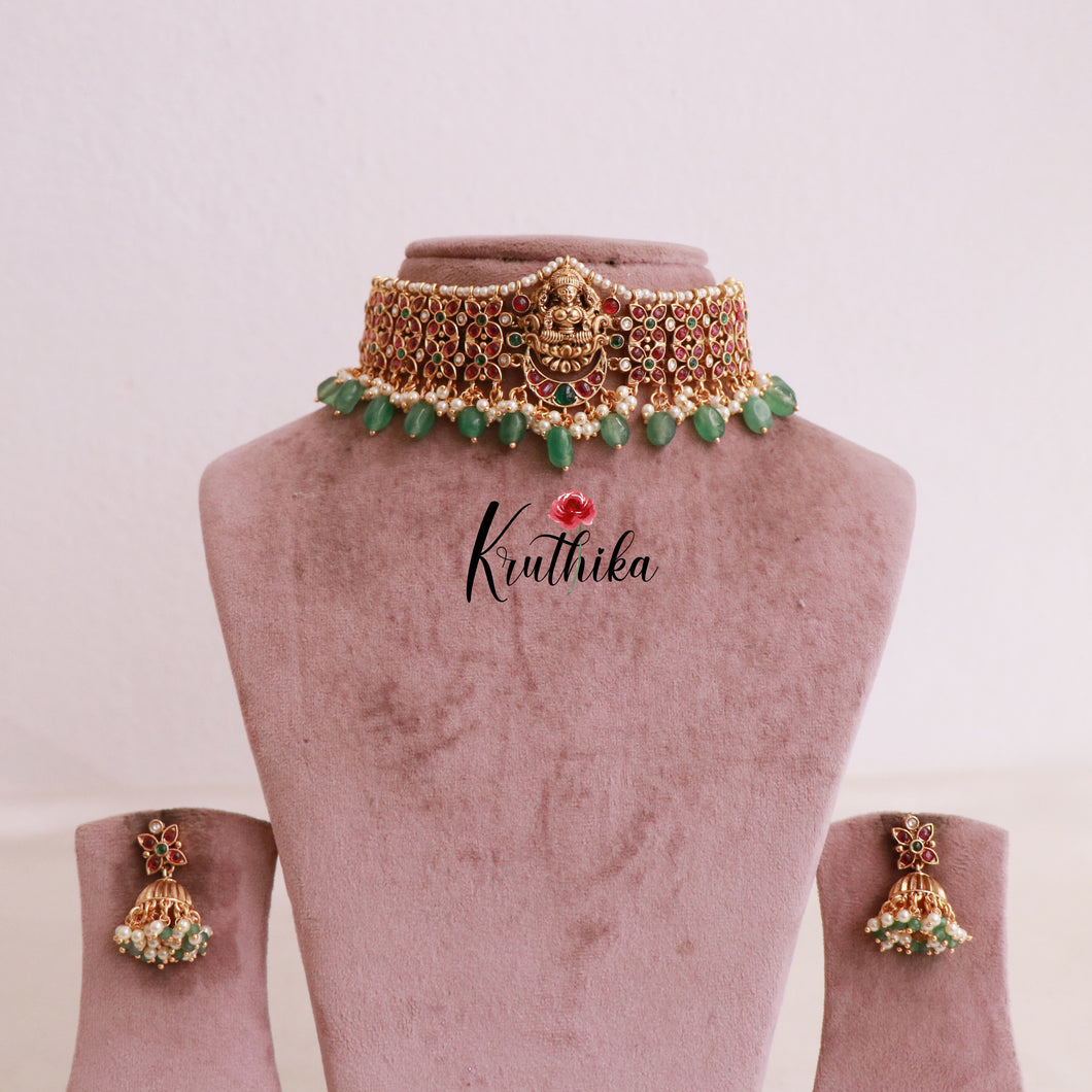 Beautiful Lakshmi Kemp Stones Chocker NC1829 (Available in 2 Colours)