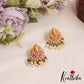 Elegant Lord Ganesha Motifs Stud Earrings With Green Bead Drops E1045