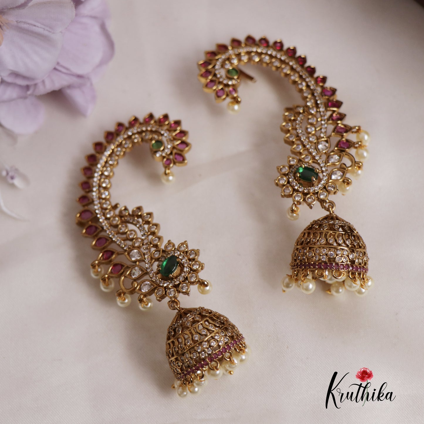Stunning AD Earcuff with Jhumkas NC25022 (Available In 2 Colours)