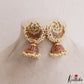 Gorgeous Floral Motifs Chandbali Jadau Jhumkas With Pearl Drops E1074