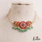 Gorgeous Floral Peacock Jadau Choker With Triple Strand Pearl Chain NC2574