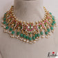 Gorgeous Mango Motifs Jadau Choker With Green Bead Drops NC3119