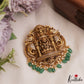 Premium Antique Nagas Lakshmi Peacock Motifs Pendant With Green Bead Drops PS292