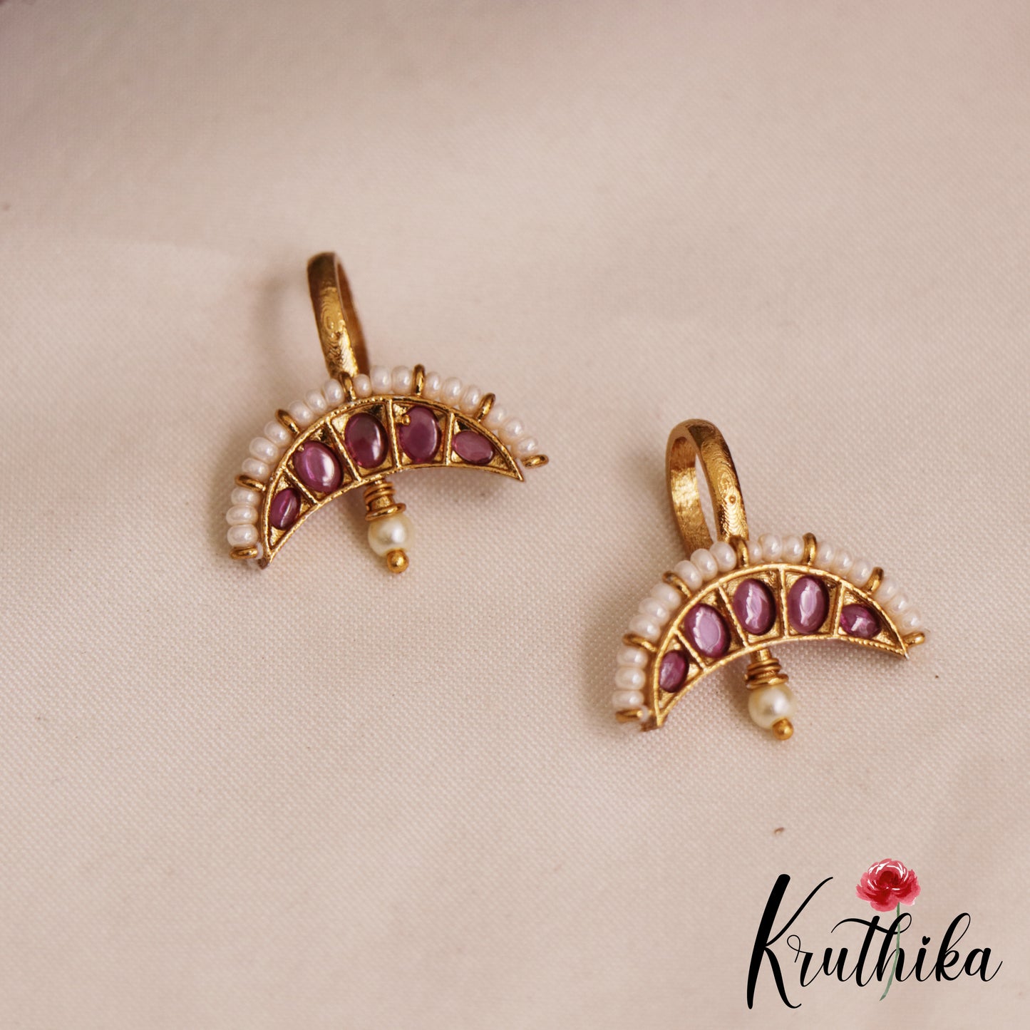 Trendy Kemp Earcuffs | Upper Earrings | Bugadi Earrings With Bead Drops E1049