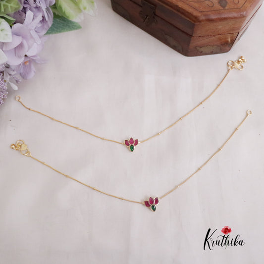 Trendy Lotus Jadau Anklets A48