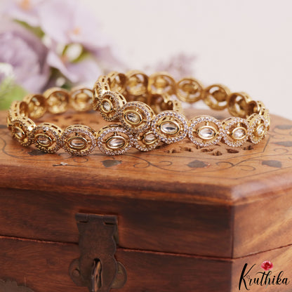 Elegant Geometric CZ Bangles B566 (Set of 2)
