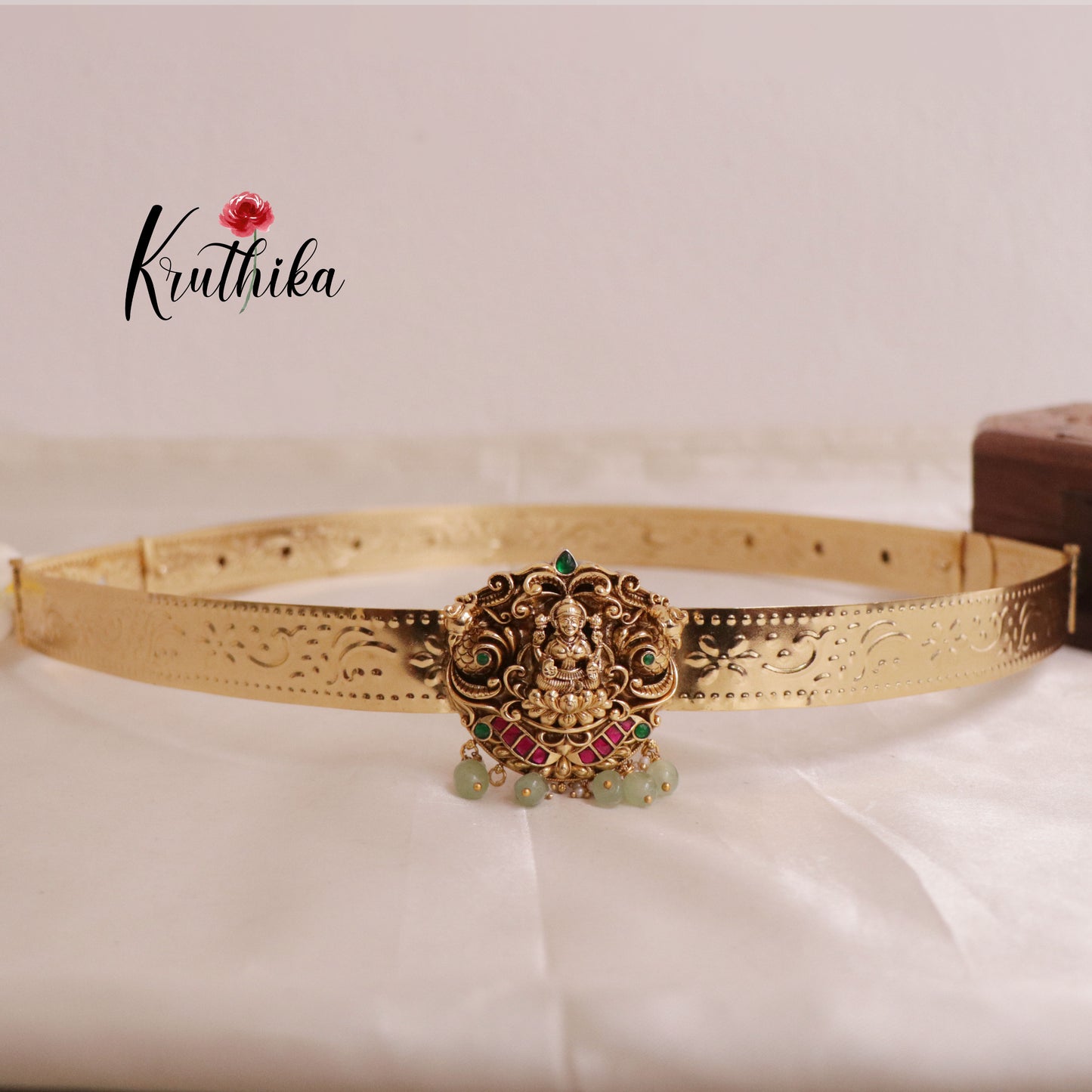Beautifull Lakshmi peacock hip belt with pastel green V250