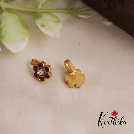 Simple Jadau Floral Earcuffs | Upper Earrings | Bugadi Earrings E818